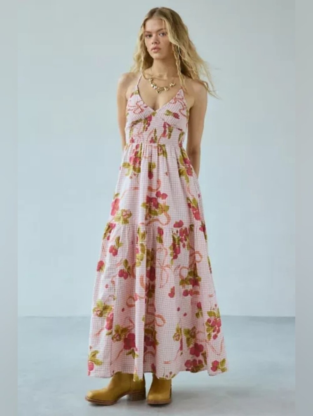 Kimchi Blue Urban Outfitters Smocked Maxi Dress XS